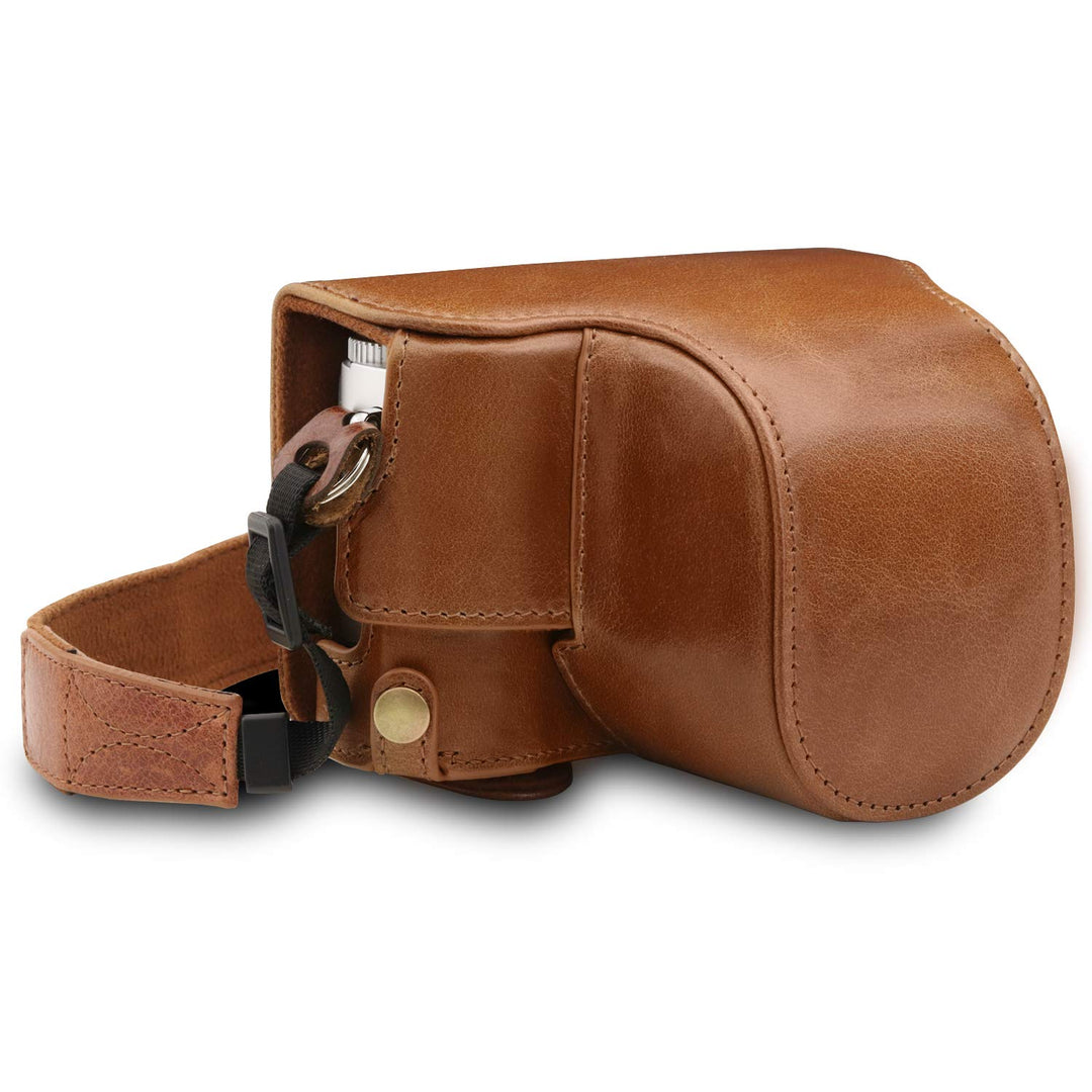MegaGear MG1606 Leica D-Lux 7 Ever Ready Echtleder Kamera-Case mit Trageriemen - Braun, Braun