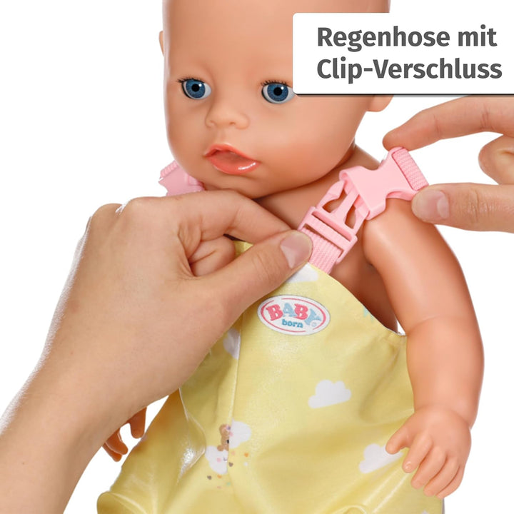 BABY born Deluxe Regen-Oufit mit Regenmantel, Regenhose und Gummistiefeln für 43 cm Puppen, 836460 Z