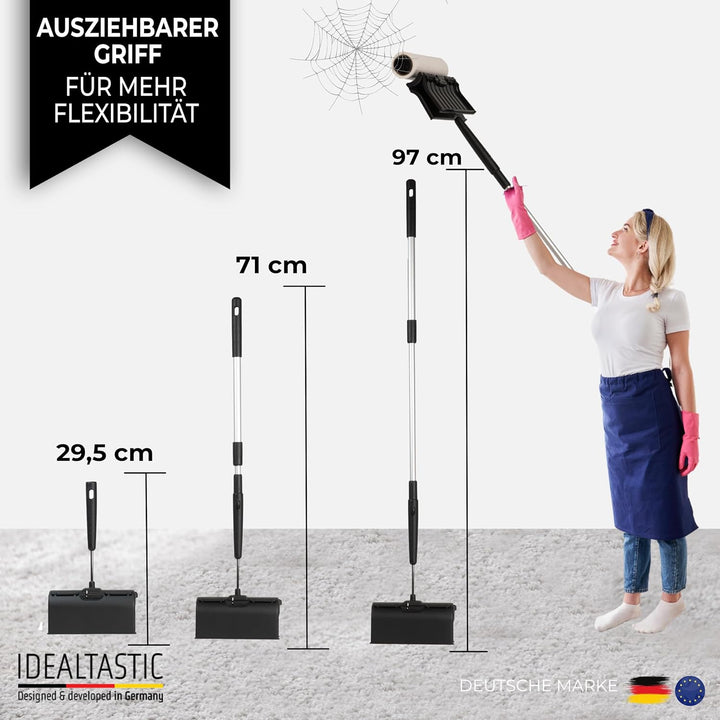 IDEALTASTIC® Fusselrolle für Teppichreinigung, Vorhang, Bett, Auto und Tierhaare, Ausziehbar & extra