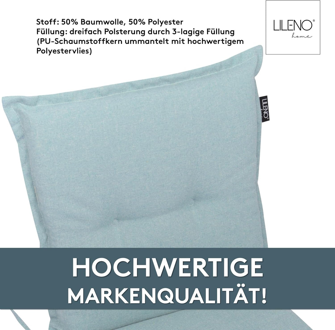 LILENO HOME Gartenstuhl Auflagen als [2er Set - Niedriglehner] in Aqua - Bequeme Liegen als Sitzaufl