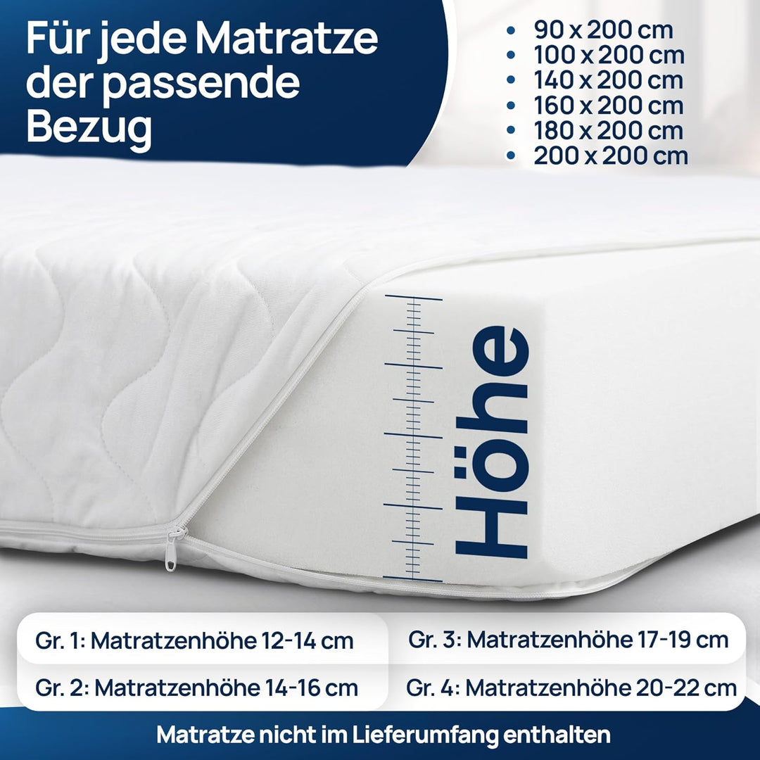LILENO HOME Matratzenbezug 90x200 cm Reissverschluss - waschbarer Matratzenschoner aus Microfaser id