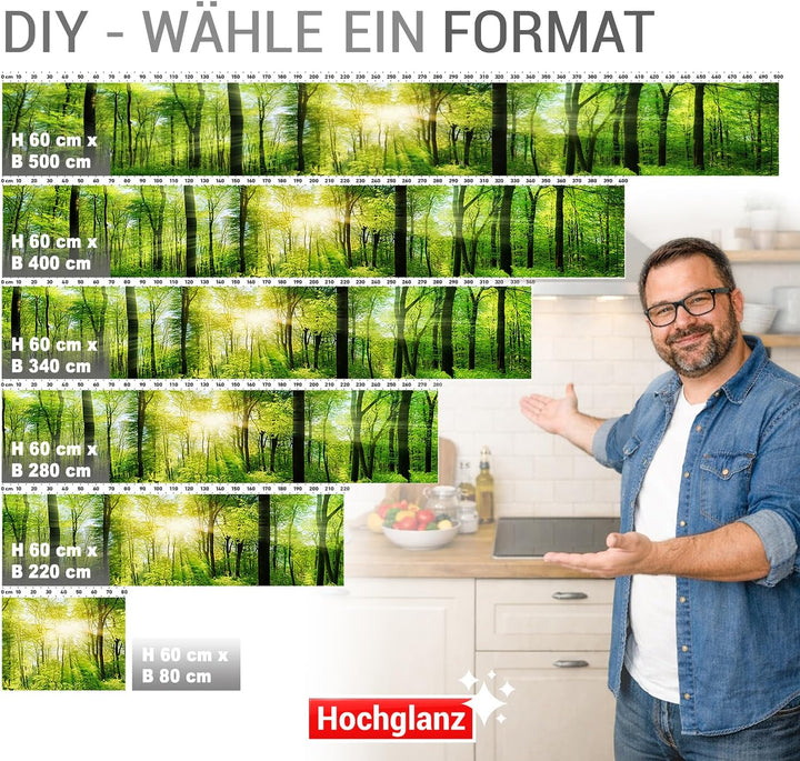 StickerProfis Küchenrückwand selbstklebend Glasoptik - Wald - 1.8mm, Versteift, alle Untergründe, Ha