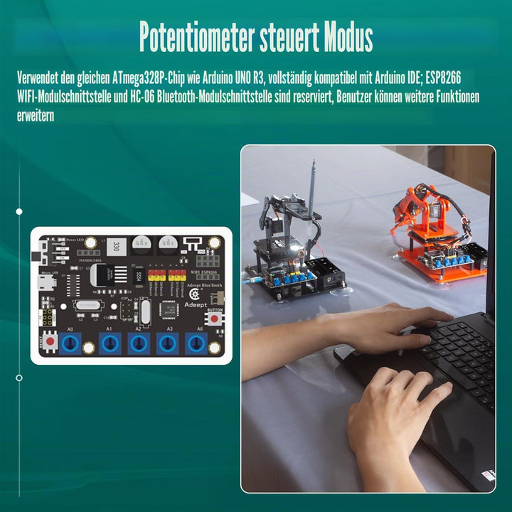 Adeept 5-DOF Roboter-Set, 5-Achsen-Roboter-Armspielzeug, kompatibel mit Arduino IDE, programmierbar,