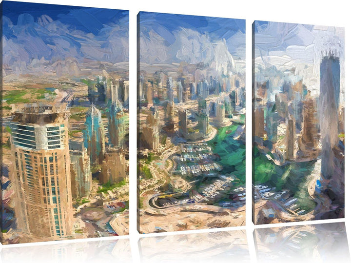 Pixxprint Dubai Hotel Burj al Arab als Leinwandbild/Grösse: 3 Teilig (120x80 cm) cm/Wandbild/Kunstdr