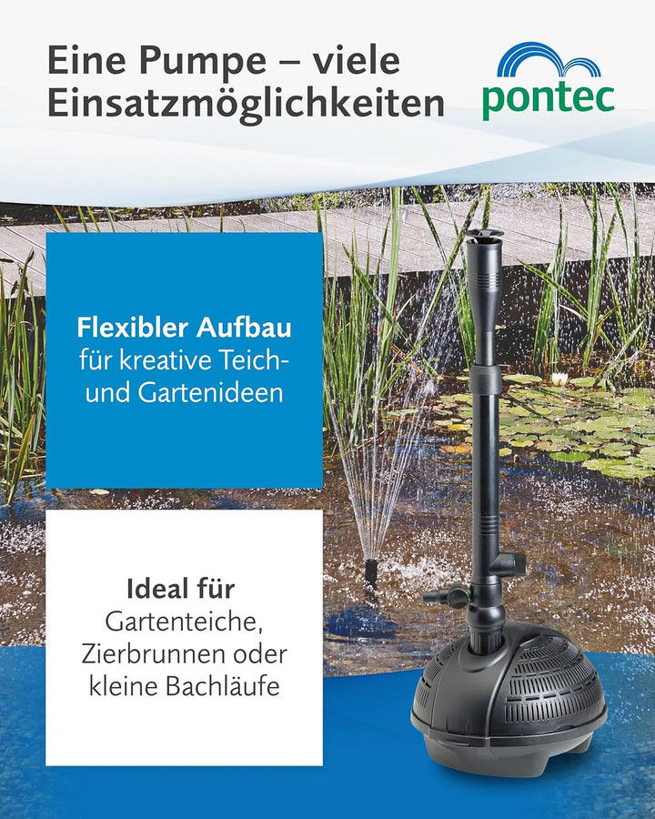 Pontec 56477 PondoVario 3500 - Wasserspielpumpe für den Einsatz in Gartenteich und Zierbrunnen / Tei