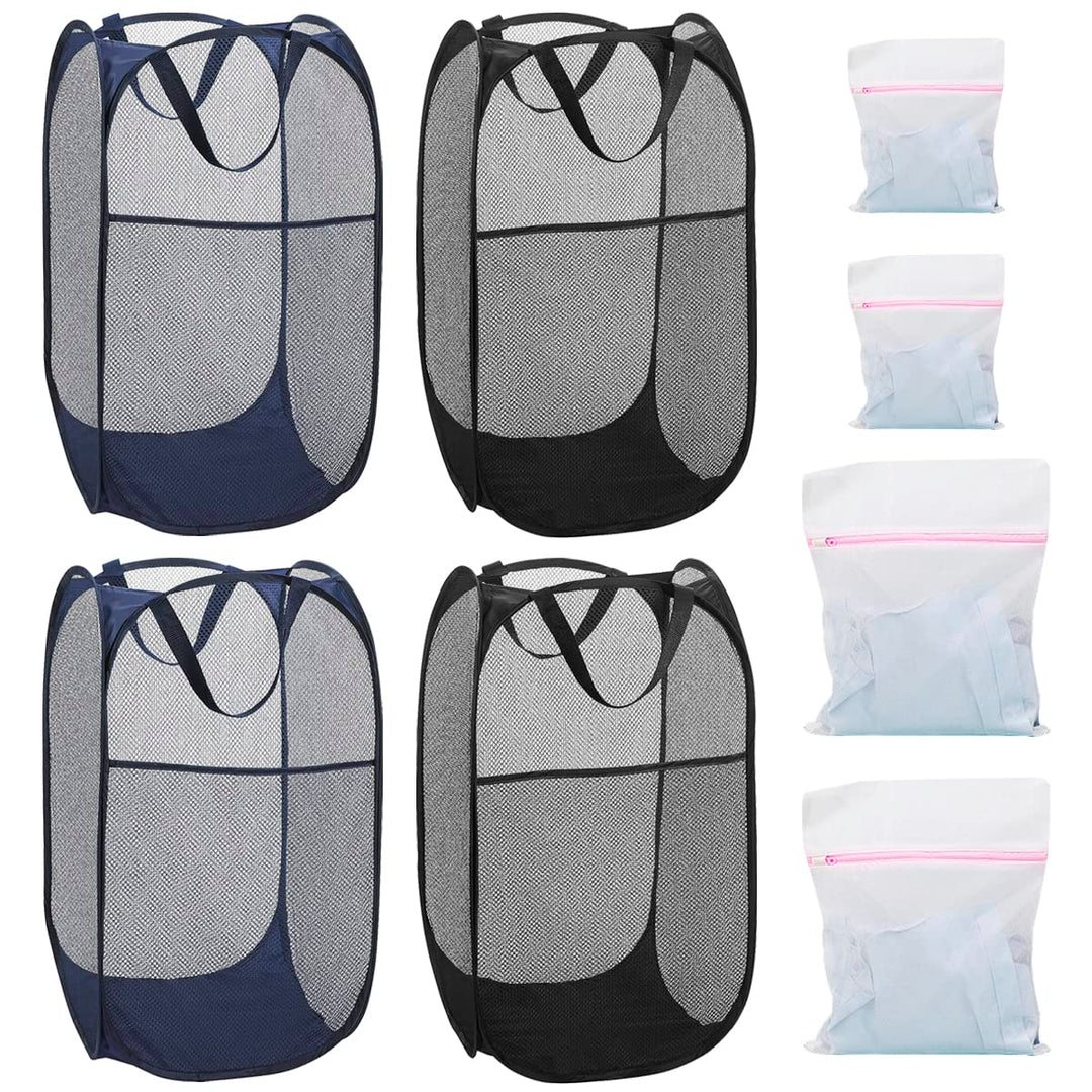 4Pcs Mesh Falten Wäschekörbe, 75L grosse Pop-up Wäsche Hamper Bins zusammenklappbar mit Griffen und