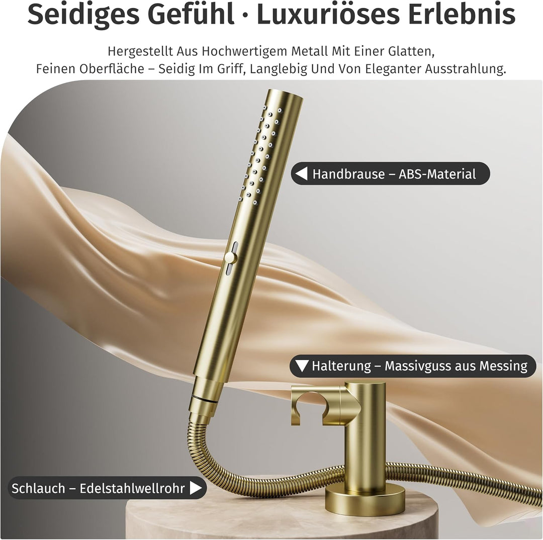 Wassersparender Duschkopf mit Schlauch Halterung,Mit zwei Strahlarten (Regen und Intensiv),Runder Ha