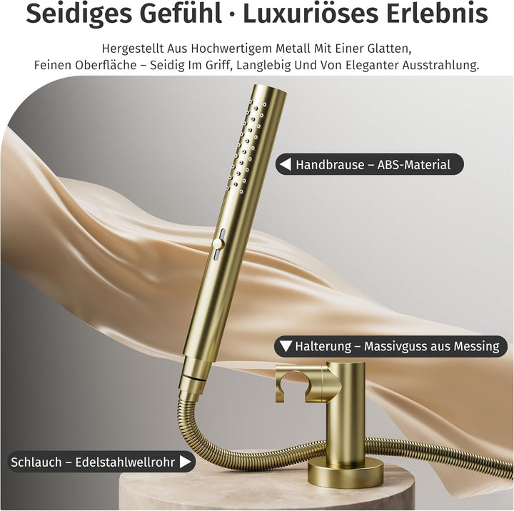 Wassersparender Duschkopf mit Schlauch Halterung,Mit zwei Strahlarten (Regen und Intensiv),Runder Ha
