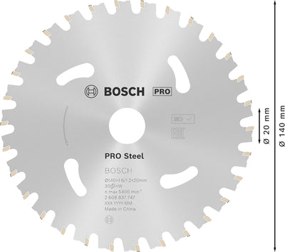 Bosch Accessories 1x Kreissägeblatt Standard for Steel (Stahl, Sägeblatt Ø 140 x 20 x 1,6 mm, 30 Zäh