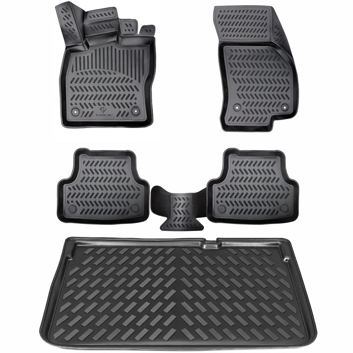 ELMASLINE 3D Gummimatten & Kofferraumwanne Set für Citroen C4 (2021-2025) Elektro (unterer Ladeboden