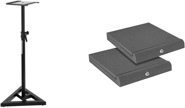 Pronomic SLS-10 Stativ für Studio Monitor Ständer (Höhenverstellbar 80 cm bis 130 cm, Dreiecksbasis)