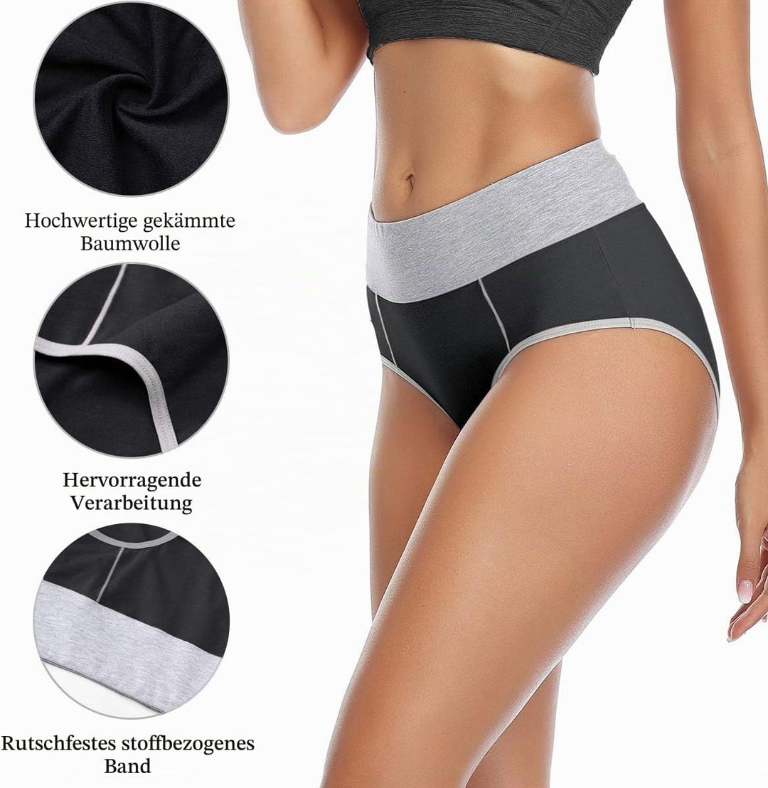 wirarpa Unterhosen Damen Unterwäsche Baumwolle Taillenslip High Rise Slip 4er Pack M Schwarz, M Schw