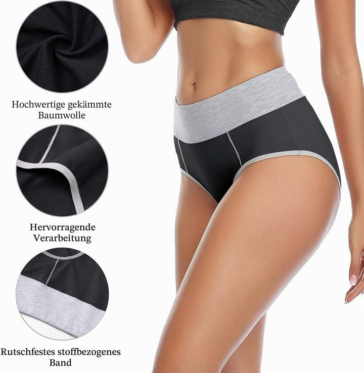wirarpa Unterhosen Damen Unterwäsche Baumwolle Taillenslip High Rise Slip 4er Pack M Schwarz, M Schw
