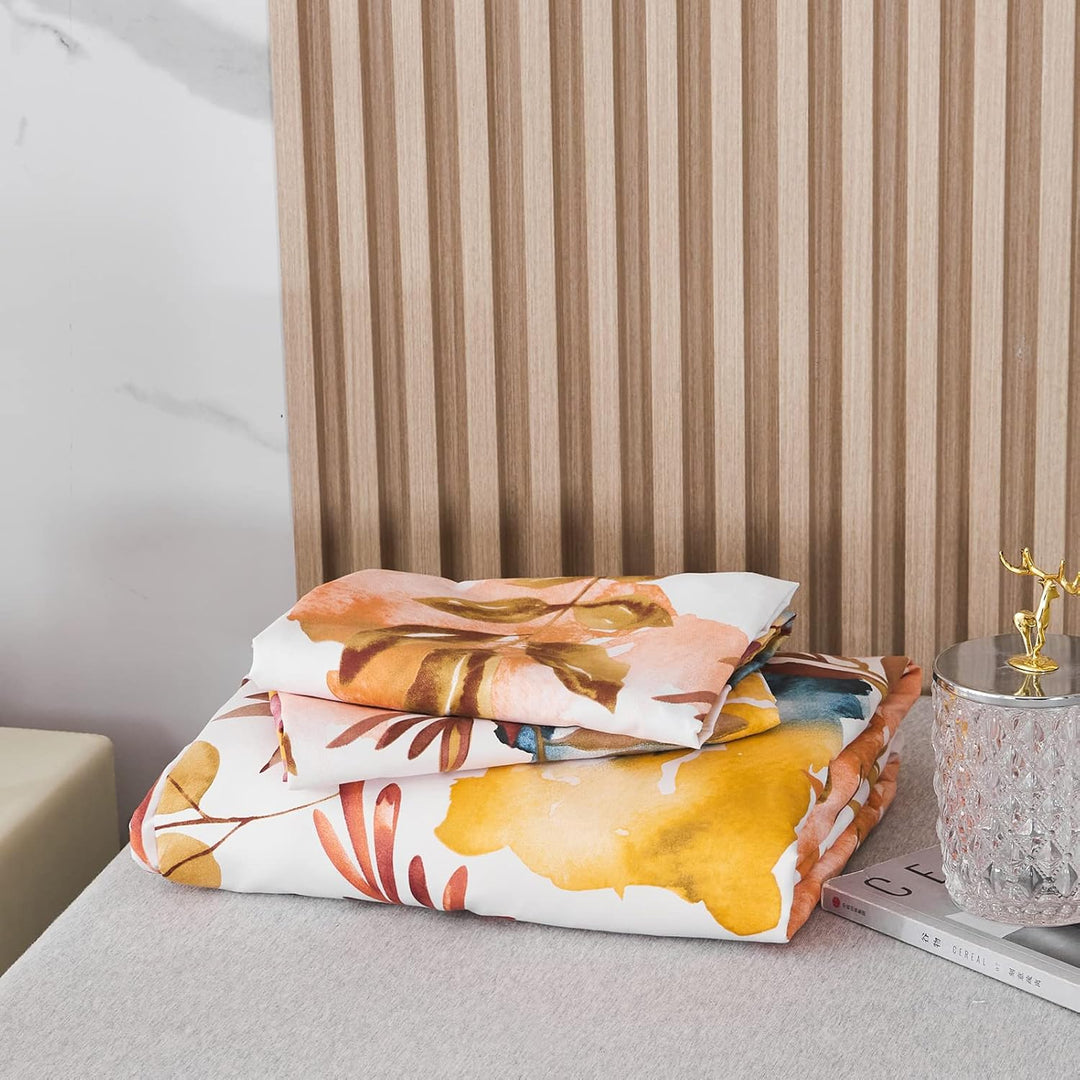 Jemiipee Bettwäsche-Set 100% Mikrofaser mit Herbst Äste und Blätter Muster, 1 x Bettbezug 150x220 cm
