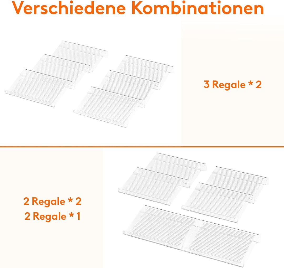 Lifewit Gewürz Organizer Schublade, 6 Stück Abnehmbares Gewürzregal Schublade Breite 20 bis 40 cm, 3
