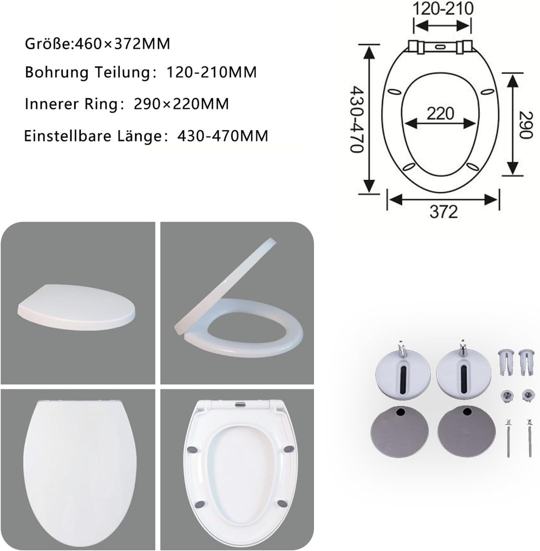 Toilettendeckel,Wc Sitz Mit Absenkautomatik,Quick-Release Funktion,O Form Weisser Universal-Wc-Decke