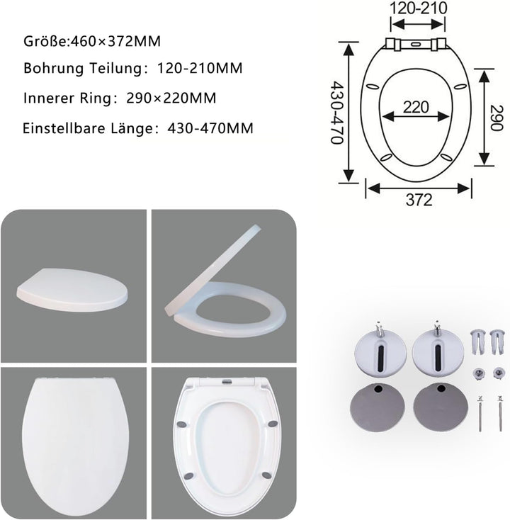 Toilettendeckel,Wc Sitz Mit Absenkautomatik,Quick-Release Funktion,O Form Weisser Universal-Wc-Decke