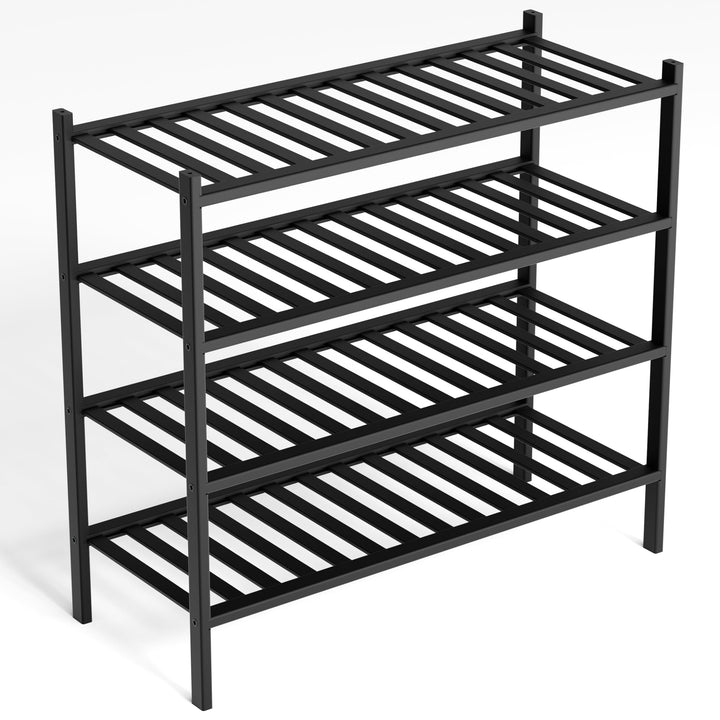 Schuhregal aus Bambus, Schuhablage mit 4 Ebenen, 68 x 28 x 64 cm, Erweiterbar Stapelbar, Schuhschran