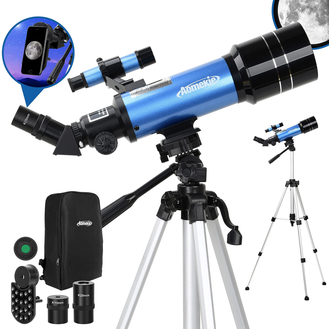 Aomekie Teleskop Astronomie 70/400 Fernrohr Teleskop mit Tasche für Kinder Erwachsener mit Aluminium