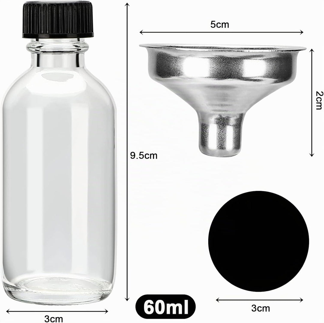 Mini Glasflaschen mit Deckel, Shot Flaschen zum Befüllen 60ml, Kleine Glasflaschen, Kleine Schnapsfl