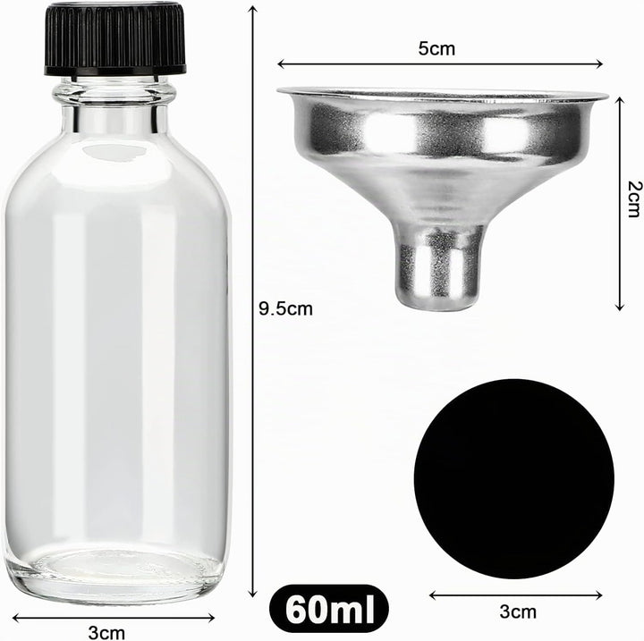 Mini Glasflaschen mit Deckel, Shot Flaschen zum Befüllen 60ml, Kleine Glasflaschen, Kleine Schnapsfl