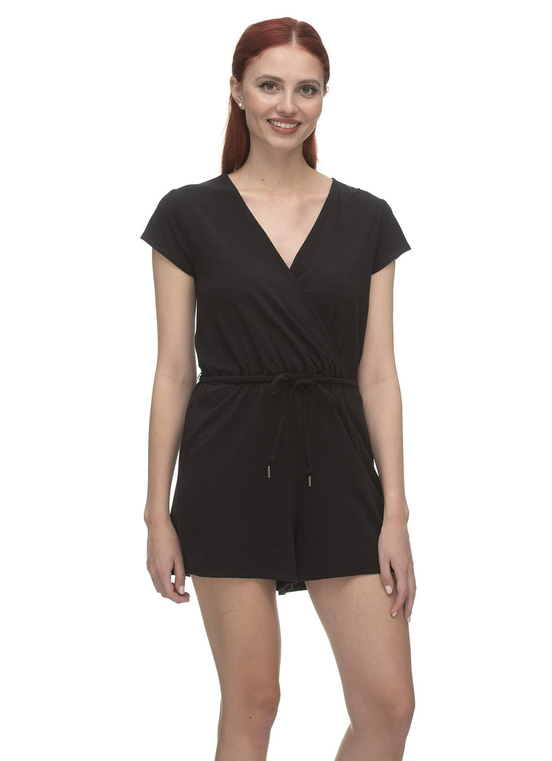 Ragwear SHARNA Damen Frauen Jumpsuit kurz,Overall,kurz,kurzarm,lässig,Rückenausschnitt, Black 2311_1