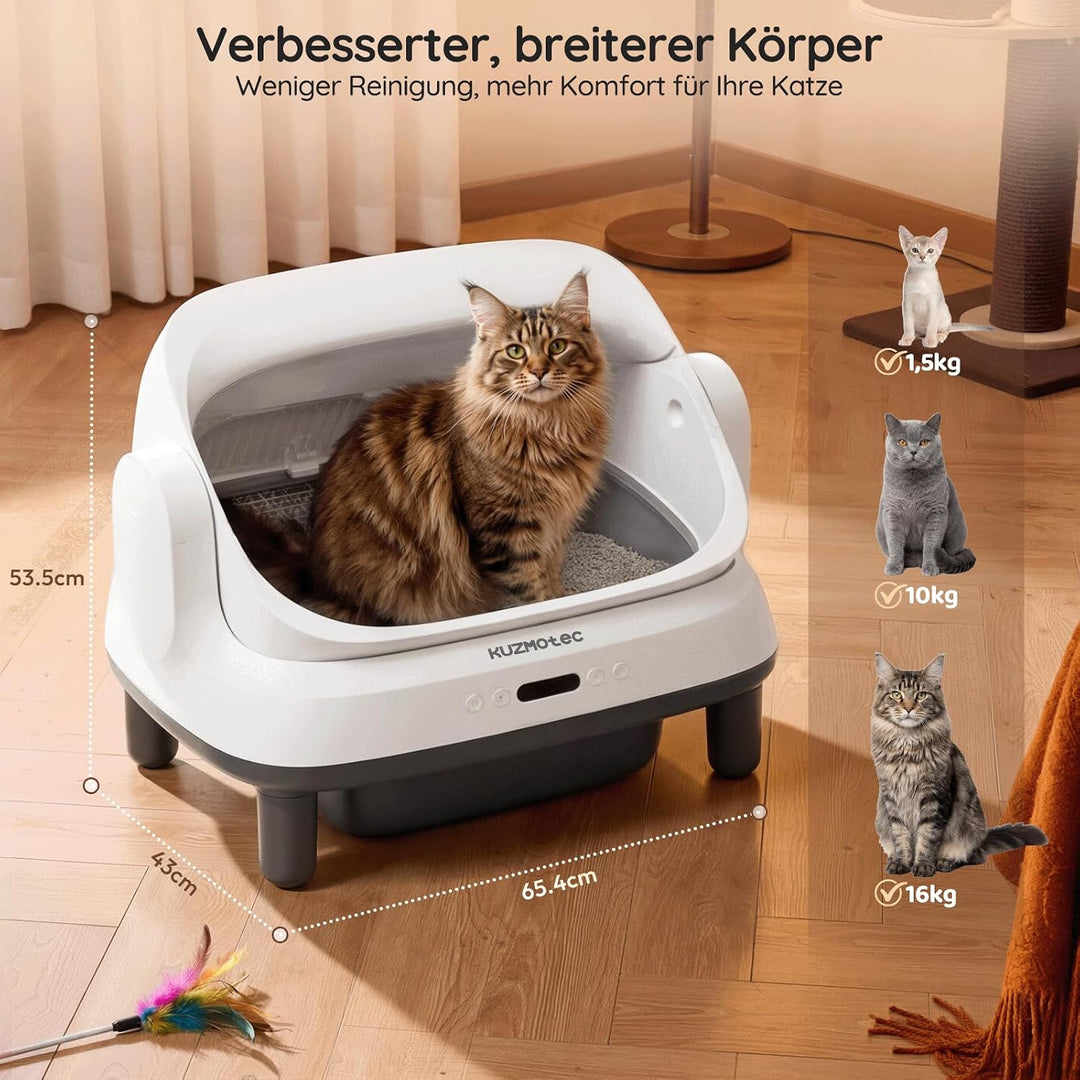 Selbstreinigende Katzentoilette 120L XXXL, Automatisches Katzenklo mit App-Steuerung &amp; Geruchsbeseit