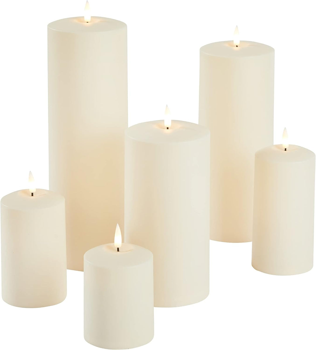 Lights4fun 6er Set TruGlow® Kerzen für Aussen mit warmweisser LED Flamme und Timer Garten Deko Balko