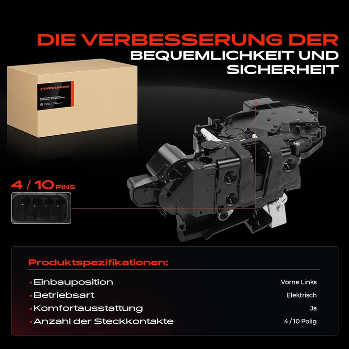 Frankberg Stellmotor Türschloss Fahrerseite 10-Polig + 4-Polig Vorne Links Kompatibel mit Galaxy WA6