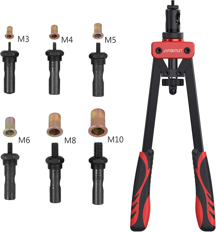 AUTOUTLET Nietmutternzange Set, 14" Profi Nietzangen Nietmutterzange mit 6 Austauschbare Dorne M3 M4