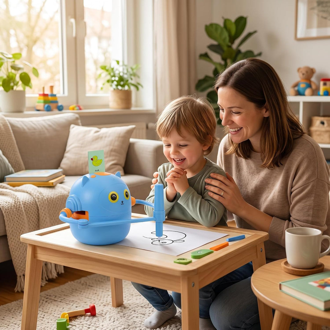 Topiky Magic Zeichenroboter für Kinder ab 3+, Malroboter für Kinder, Interaktiv mit 100 Lernkarten &amp;