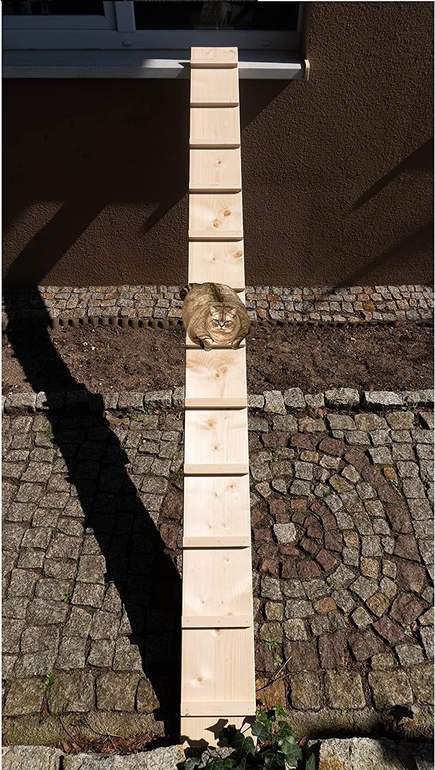 Katzenleiter Katzentreppe Katzenstufe für Balkon Treppe 1m mit Klemmen