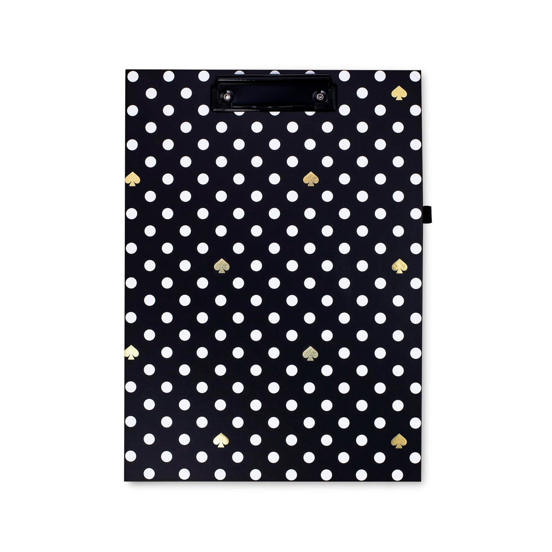 Kate Spade New York Clipboard Folio with Low Profile Clip, Black Professional Padfolio Includes Line