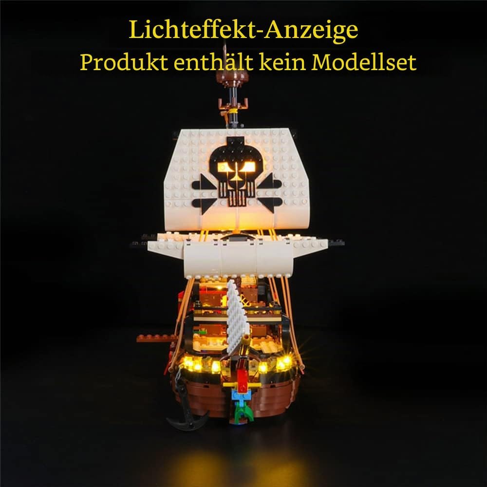 GEAMENT LED Licht-Set Kompatibel mit Lego Piratenschiff (Pirate Ship) - Beleuchtungsset für Creator