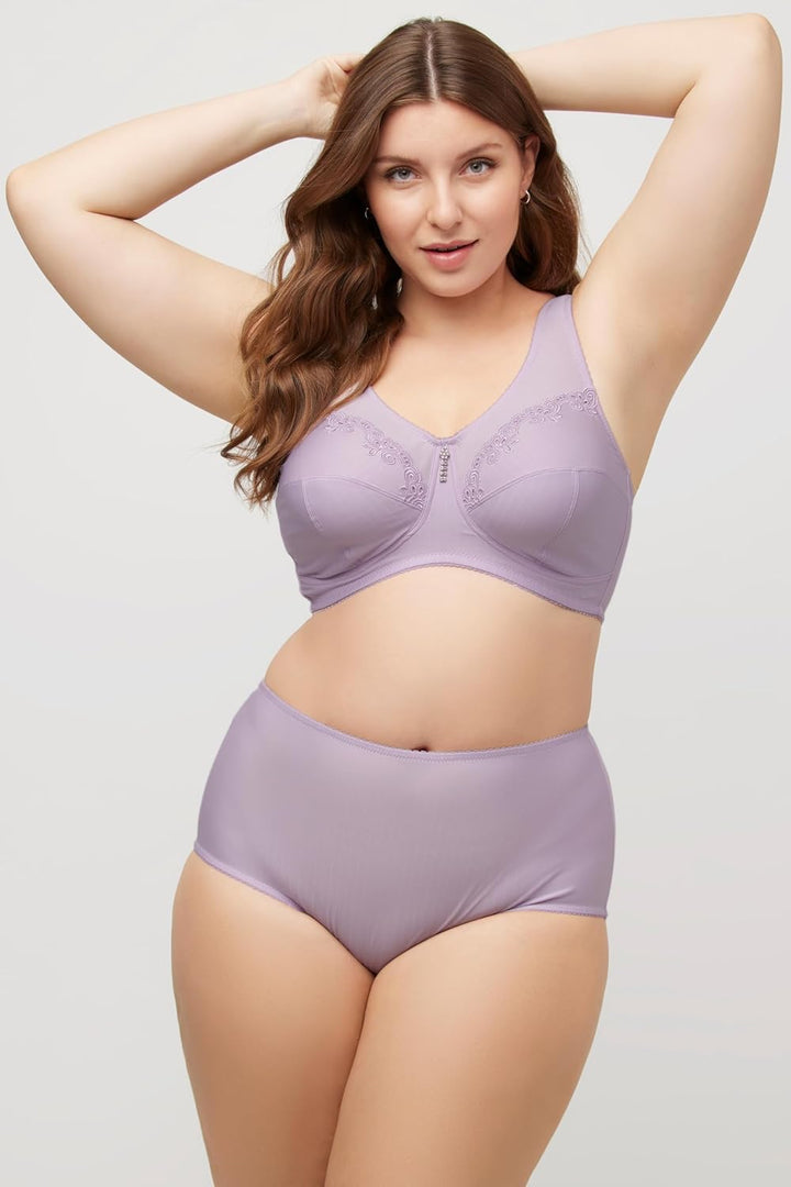 Ulla Popken Damen Entlastungs-BH, Ohne Bügel, Strassanhänger, Cup C - G Bra (1er Pack) 105C Mauve Pi