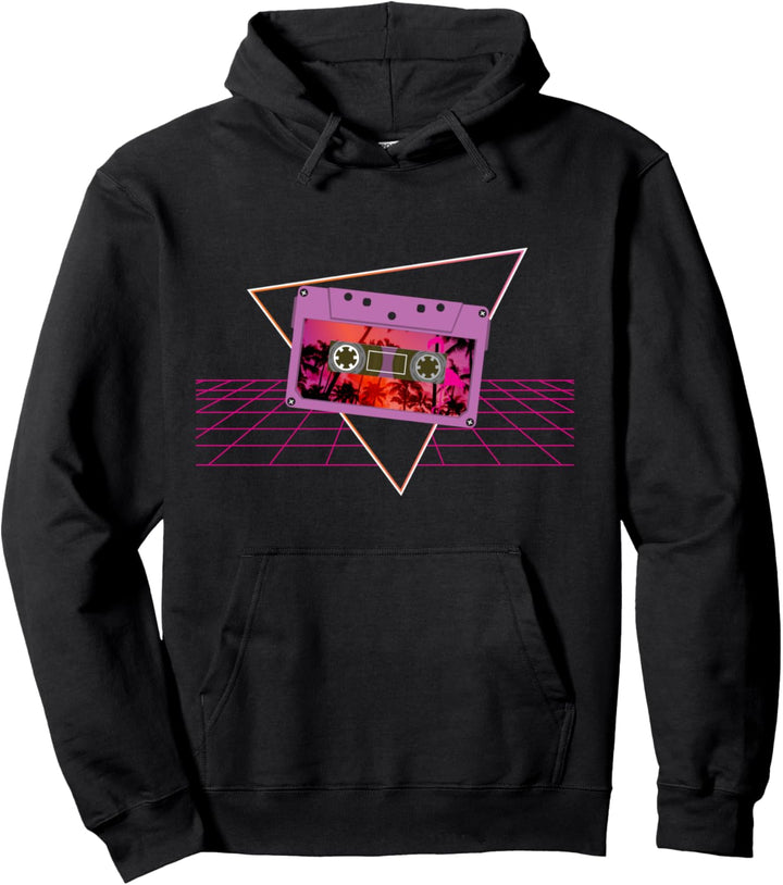 Retrowave-Synthwave-Rasterkassettenband Pullover Hoodie