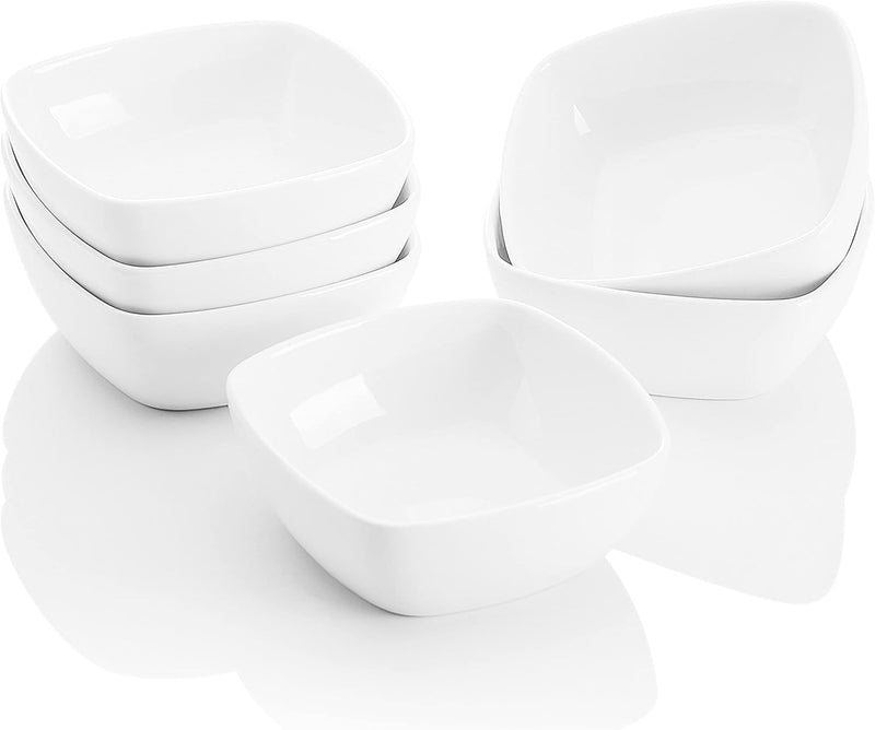 MALACASA, Serie Ramekin.Dish, 6 tlg. Porzellan Weiss Dessert Schalen, kleine Servierschalen, für Sos