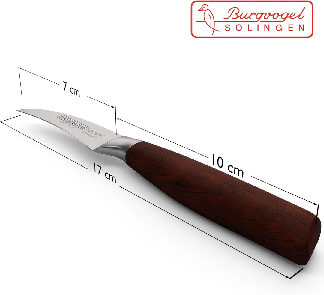 Burgvogel Solingen Natura Line, Tourniermesser Holzgriff, rot satiniert, geschmiedet, 7 cm, sehr sch