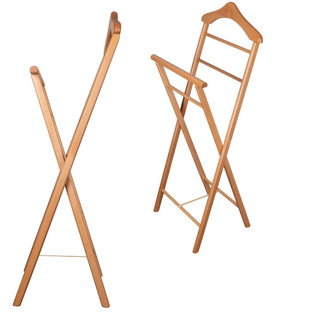 2er Set Stummer Diener aus Massiv Holz - klappbarer Herrendiener und Butler - fertig montierter Dame