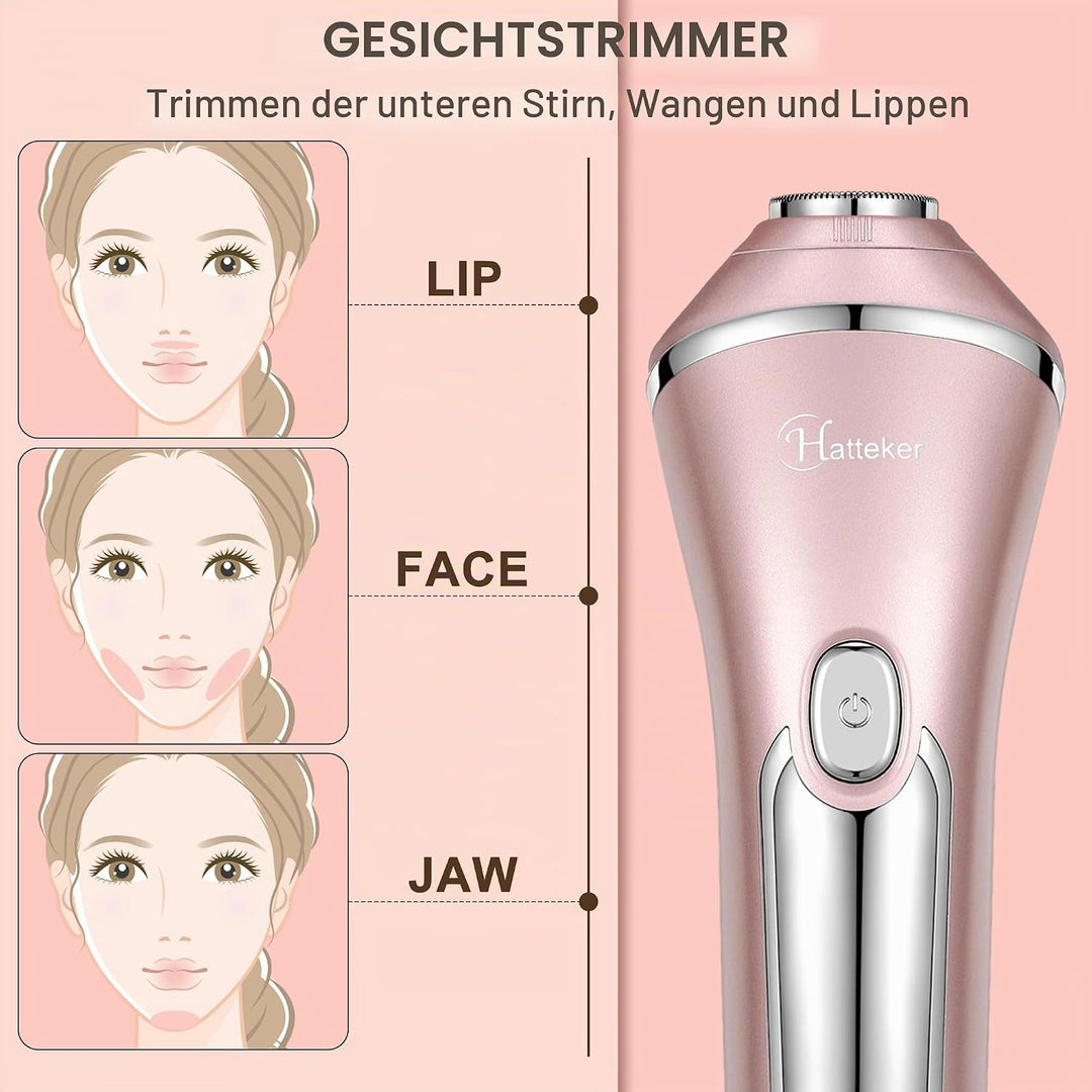 Hatteker Elektrischer Rasierer 3-in-1 Geeignet für Gesicht Kinn Arme Beine Achseln Tragbare Schmerzl