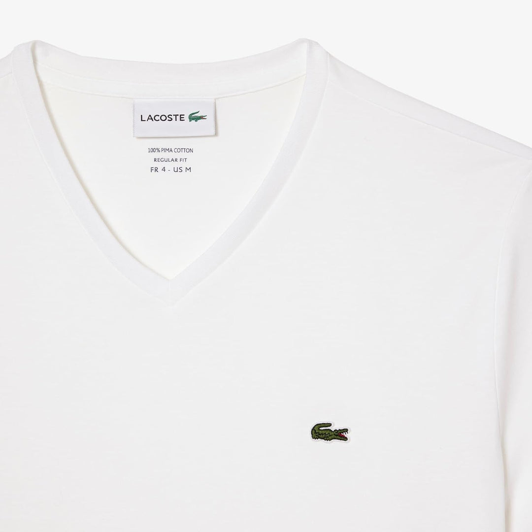 Lacoste Herren Long Sleeve V Neck T-Shirt T-Shirt (1er Pack) XL Blanc, XL Blanc