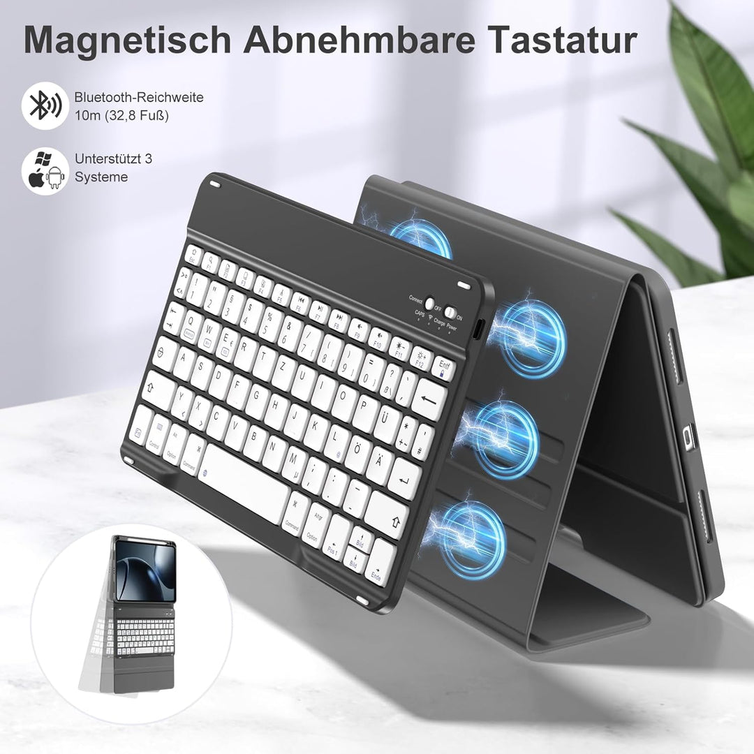 Hülle mit Tastatur für iPad Air 11 Zoll M3 2025 M2 2024/Air 5 Generation 2022 4. 2020 10,9 Zoll, Mag