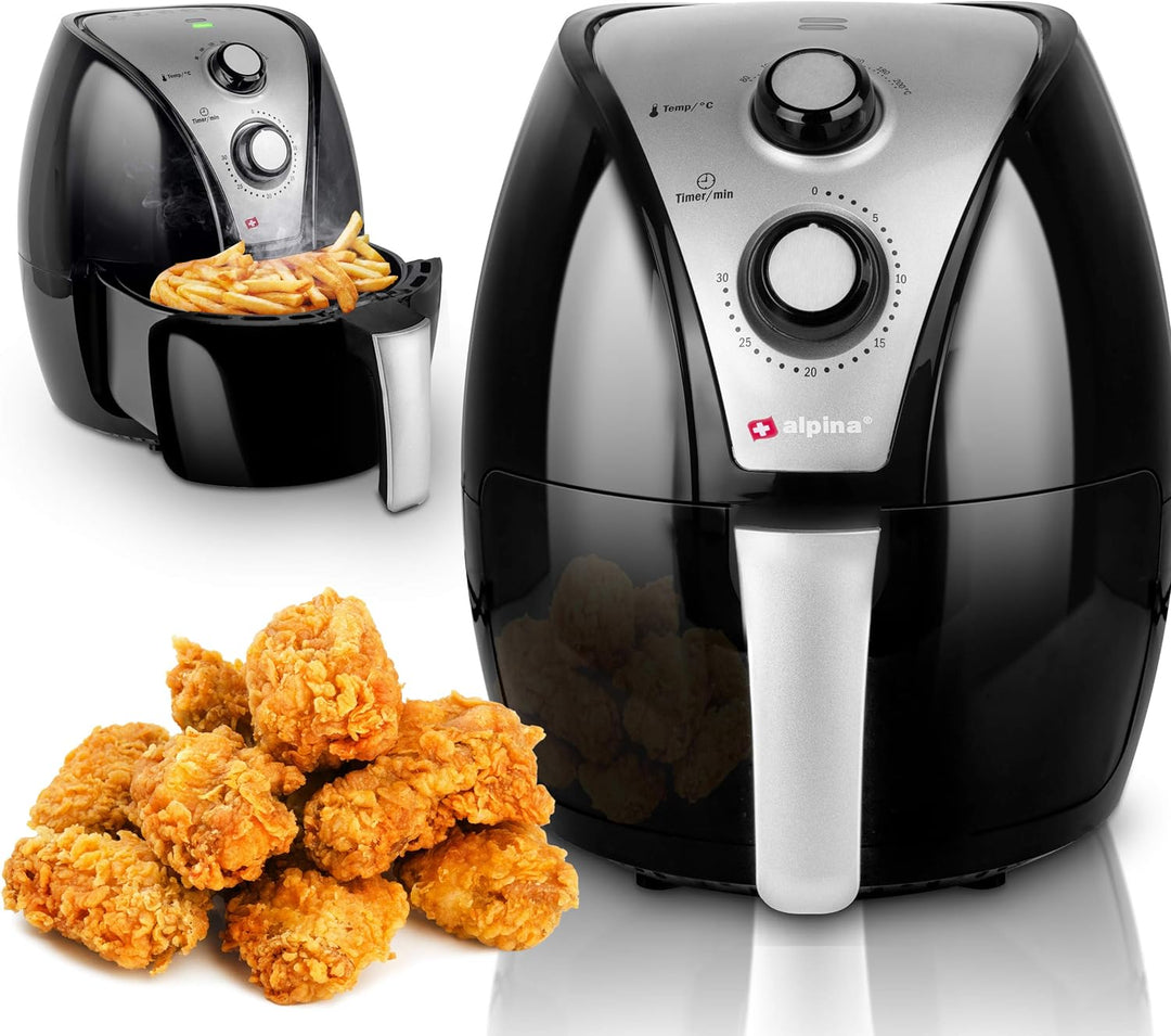 alpina Heissluftfritteuse - Airfryer - XL 3,2 Liter - 80-200 Grad - 1500 Watt - Schwarz 3,2 LITER AI
