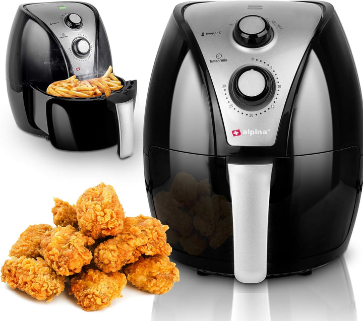 alpina Heissluftfritteuse - Airfryer - XL 3,2 Liter - 80-200 Grad - 1500 Watt - Schwarz 3,2 LITER AI