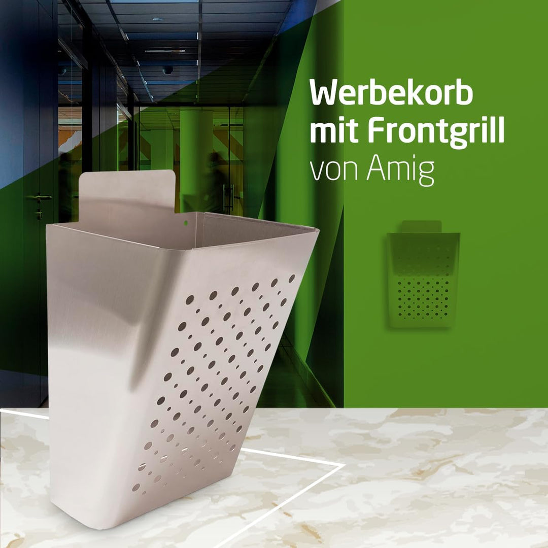 Amig - Werbekorb mit Frontgitter | briefkasten für Propaganda | Für Aussenwände oder Wände von Porta
