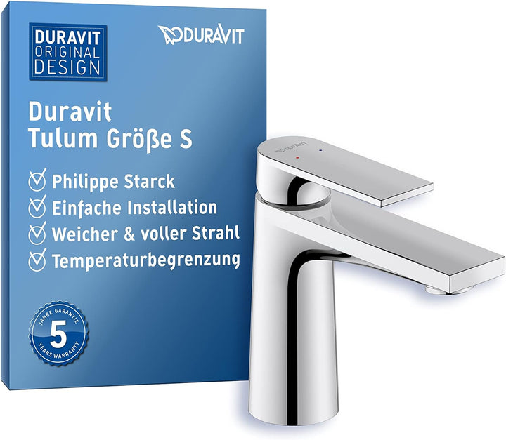 Duravit Tulum Waschtischarmatur, Grösse S (Auslauf Höhe 97 mm), Wasserhahn Bad, Waschbecken Armatur,
