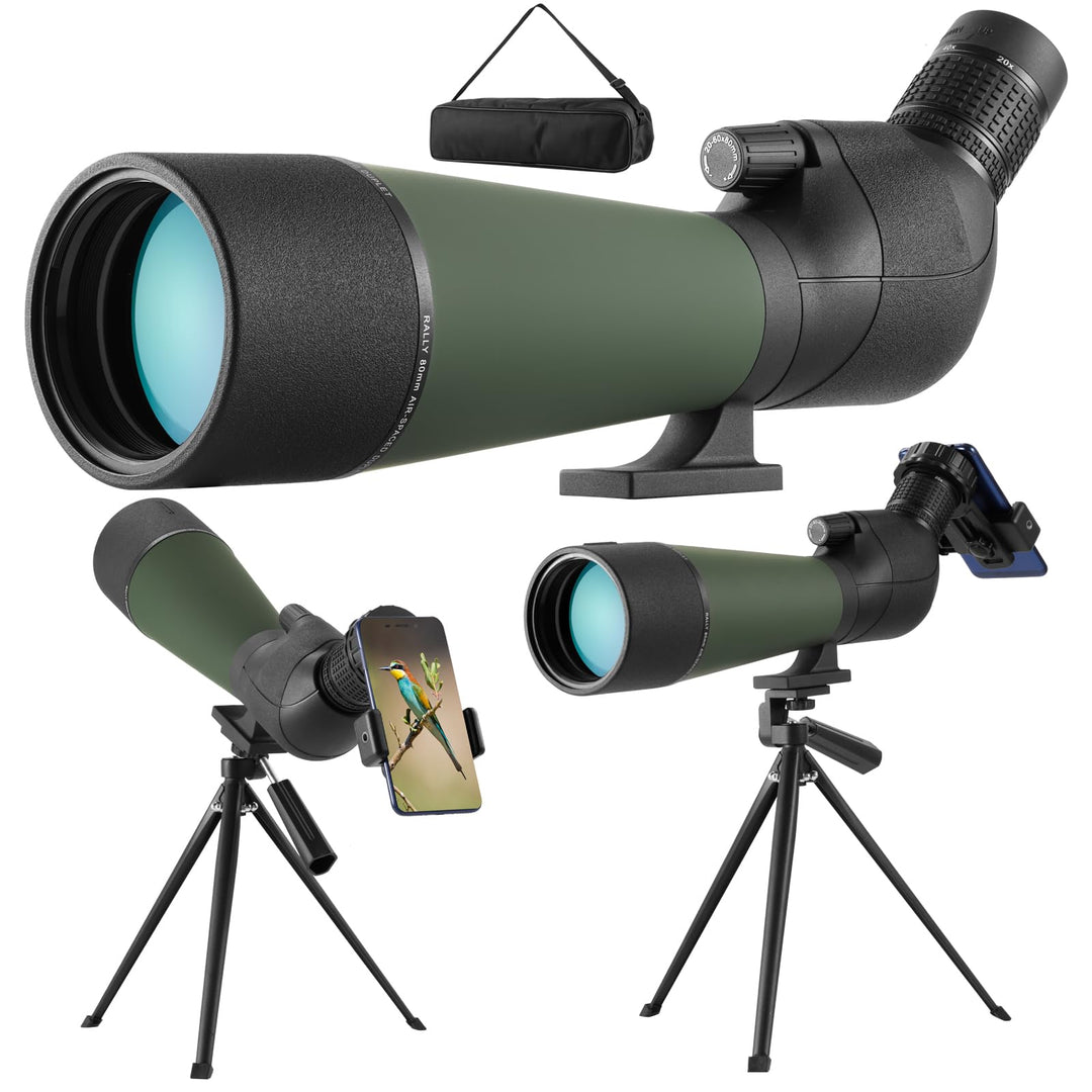 Spektiv Vogelbeobachtung 20-60x80, HD IPX7 Wasserdicht Spektive mit Stativ Smartphone Adapter, FMC O
