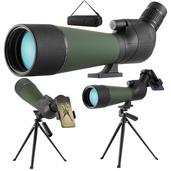 Spektiv Vogelbeobachtung 20-60x80, HD IPX7 Wasserdicht Spektive mit Stativ Smartphone Adapter, FMC O