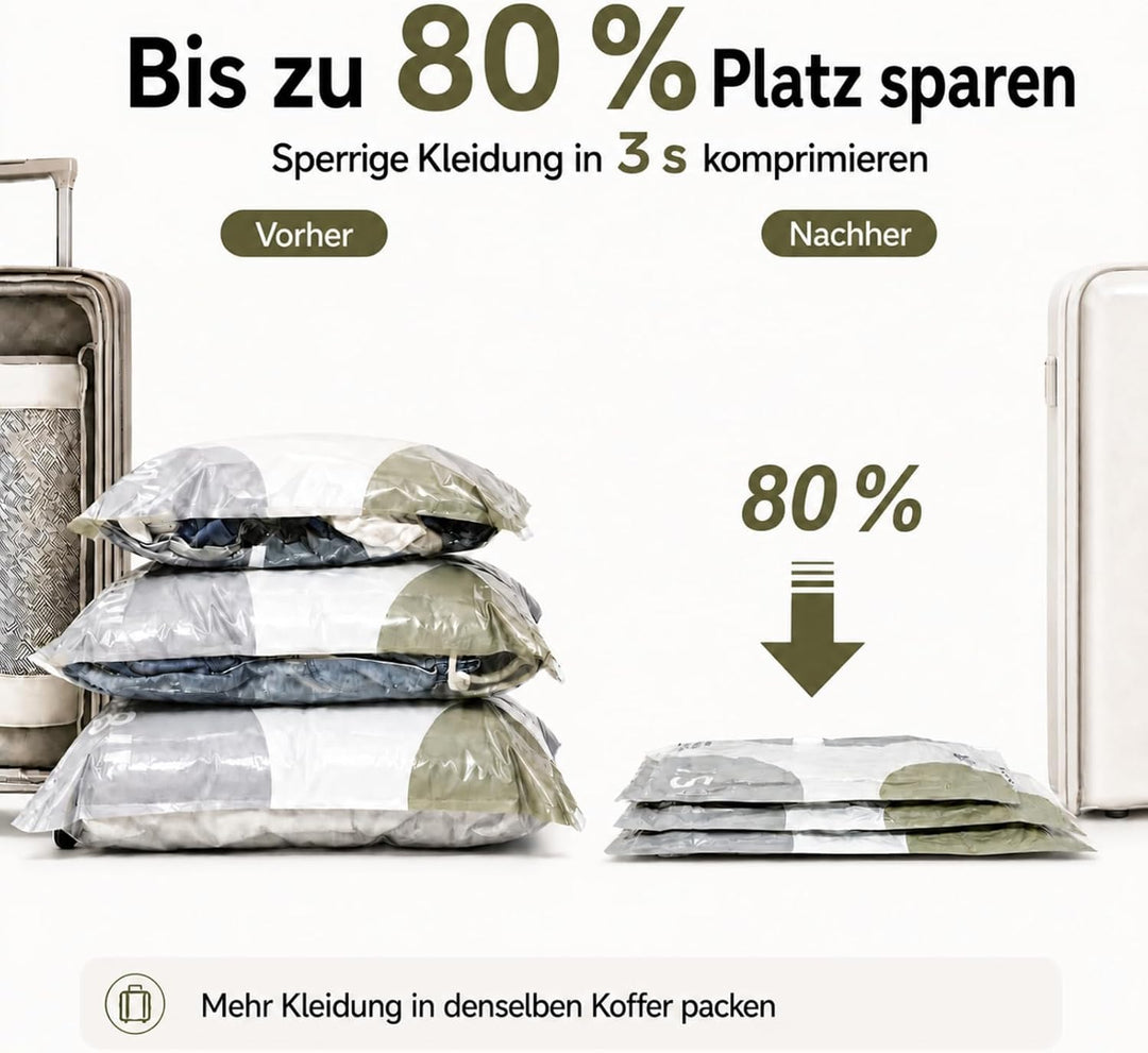 Vakuumbeutel für Kleidung &amp; Bettwäsche, Wiederverwendbare Vakuumbeutel mit Ventil, Platzsparende Vak