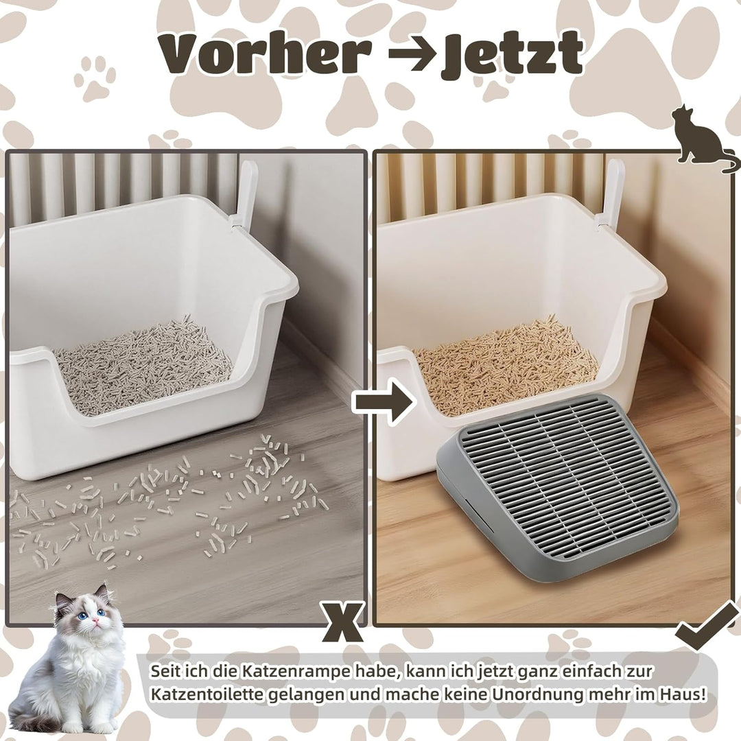 Katzenrampe für Katzentoilette, Katzen-Trittleiter mit Filterfunktion, doppellagige, waschbare und l